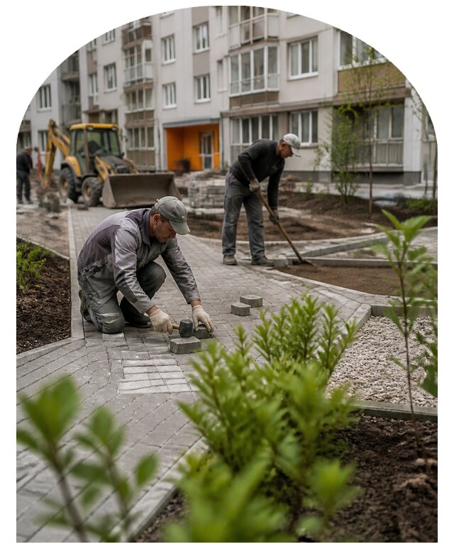 Благоустройство двора многоквартирного дома в Боровичах
